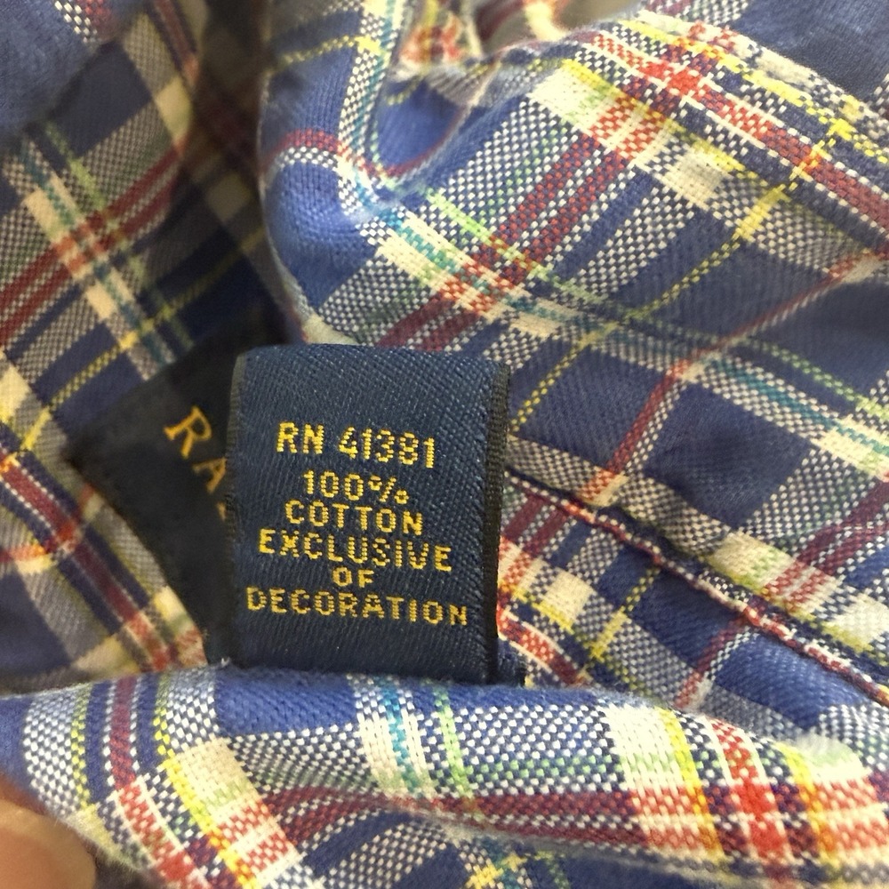 Ralph Lauren Mens Woven Cotton Plaid Button-Down Shirt Blue Red White XLT Tall - Picture 7 of 7